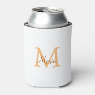 eenvoudige minimale voeg naam monogram oranje brui blikjeskoeler