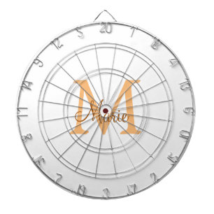 eenvoudige minimale voeg naam monogram oranje brui dartbord