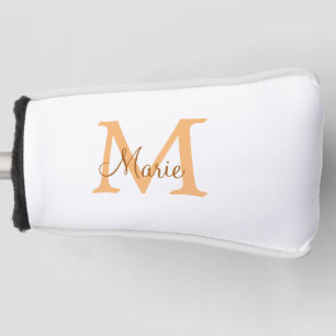eenvoudige minimale voeg naam monogram oranje brui golfheadcover