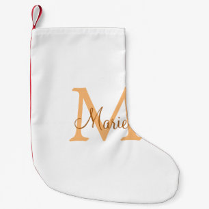 eenvoudige minimale voeg naam monogram oranje brui kleine kerstsok