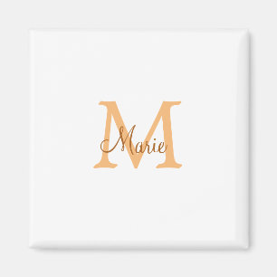 eenvoudige minimale voeg naam monogram oranje brui magneet