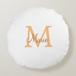 eenvoudige minimale voeg naam monogram oranje brui rond kussen