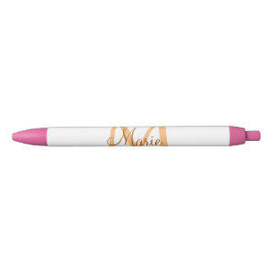 eenvoudige minimale voeg naam monogram oranje brui zwarte inkt pen