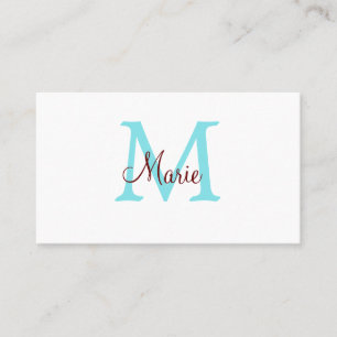 eenvoudige minimale voeg naam monogram roze rood   visitekaartje