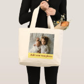eenvoudige minimale VOEG UW FOTO TEKST KERSTMIS T Grote Tote Bag (Voorkant (product))