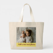 eenvoudige minimale VOEG UW FOTO TEKST KERSTMIS T Grote Tote Bag (Achterkant)