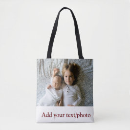 eenvoudige minimale VOEG UW FOTO TEKST KERSTMIS T Tote Bag