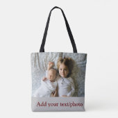 eenvoudige minimale VOEG UW FOTO TEKST KERSTMIS T Tote Bag (Achterkant)