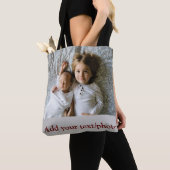 eenvoudige minimale VOEG UW FOTO TEKST KERSTMIS T Tote Bag (Dichtbij)