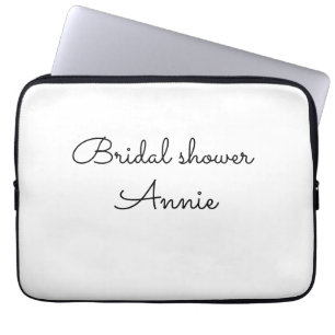 eenvoudige minimale voeg uw naam tekst bruidsdouch laptop sleeve