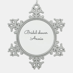 eenvoudige minimale voeg uw naam tekst bruidsdouch tin sneeuwvlok ornament