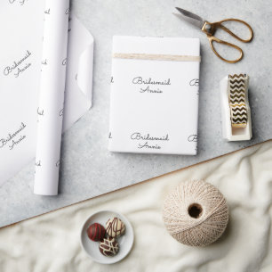 eenvoudige minimale voeg uw naam tekst bruidsmeisj cadeaupapier