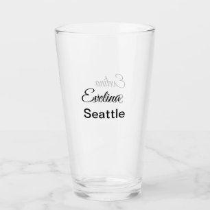 Eenvoudige minimale voeg uw naam tekst plaats stad glas