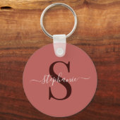 Eenvoudige minimale voornaam Rode Monogram Initiaa Sleutelhanger (Voorkant)