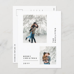 Eenvoudige minimale vrolijke kerst multi foto feestdagenkaart