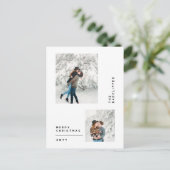 Eenvoudige minimale vrolijke kerst multi foto feestdagenkaart (Staand voorkant)