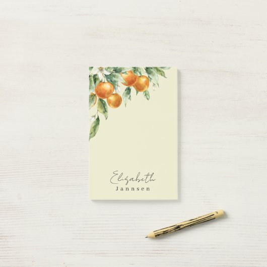 Eenvoudige minimale Waterverf van citrus en groen Post-it® Notes (Op bureau)