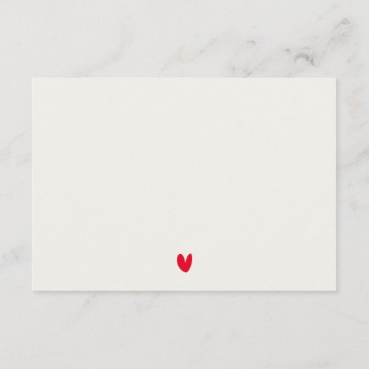 Eenvoudige minimale weergave van het rode-hardehan informatiekaartje (Achterkant)