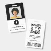 Eenvoudige minimale werknemer badge QR en barcode (Voor- en achterkant)