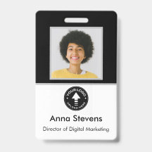 Eenvoudige minimale werknemer badge QR en barcode