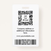 Eenvoudige minimale werknemer badge QR en barcode (Achterkant)