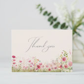 Eenvoudige minimale Wildflower Creamy Dank u Kaart (Staand voorkant)