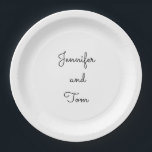 Eenvoudige minimale witte bruidstaart papieren bordje<br><div class="desc">ontwerp</div>