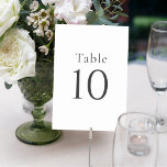 Eenvoudige minimale witte bruiloft tafel nummers kaart<br><div class="desc">Eenvoudig en elegant met minimalistische uitstraling, deze mooie trouwtafel nummerkaart in wit met zwarte tekst heeft een schone moderne uitstraling. Het maakt niet uit welke kleur u gebruikt voor uw bruiloftsbloemen, bruidsmeisjes of bruidskleding, de eenvoud van de tafelnummers laat uw bruiloftskleurenschema schijnen! OPMERKING: Om een tafelkaart voor elke tabel te...</div>