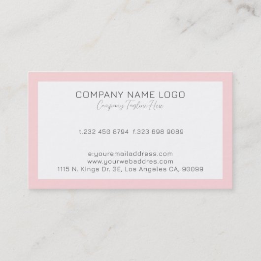 Eenvoudige minimale witte en roze rand Busi Visitekaartje (Achterkant)