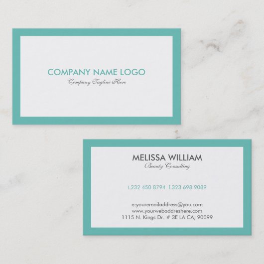 Eenvoudige minimale witte en Turkse grens Visitekaartje (Voorkant / Achterkant)