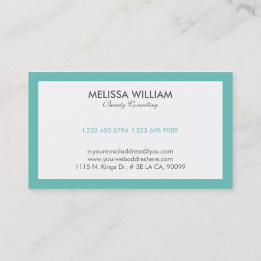 Eenvoudige minimale witte en Turkse grens Visitekaartje (Achterkant)