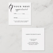 Eenvoudige minimale witte en zwarte schoonheidssal afsprakenkaartje (Voorkant / Achterkant)