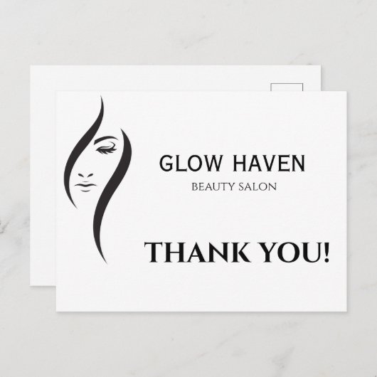Eenvoudige minimale witte en zwarte schoonheidssal briefkaart (Voorkant / Achterkant)