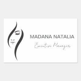 Eenvoudige minimale witte en zwarte schoonheidssal rechthoekige sticker