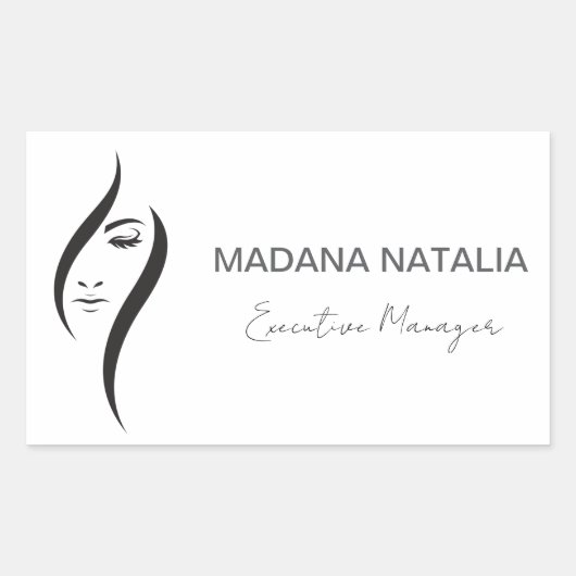 Eenvoudige minimale witte en zwarte schoonheidssal rechthoekige sticker (Voorkant)