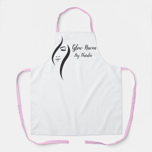 Eenvoudige minimale witte en zwarte schoonheidssal schort (Voorkant)