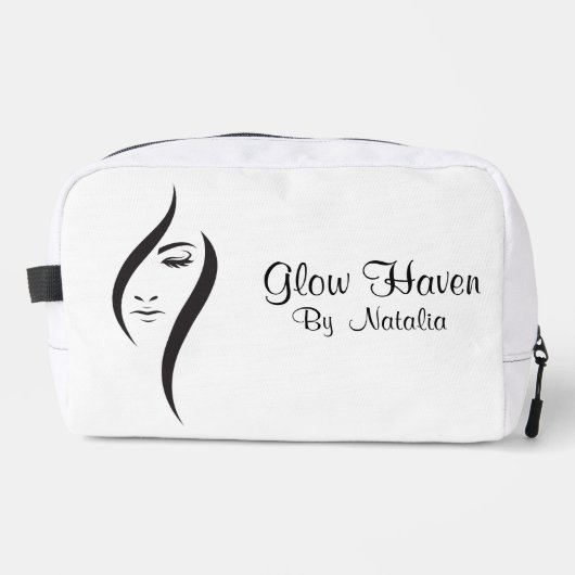 Eenvoudige minimale witte en zwarte schoonheidssal toilettasje (Voorkant)