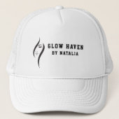 Eenvoudige minimale witte en zwarte schoonheidssal trucker pet (Voorkant)