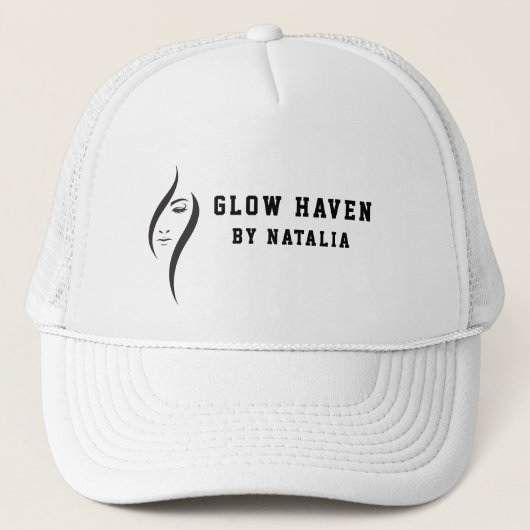Eenvoudige minimale witte en zwarte schoonheidssal trucker pet (Voorkant)