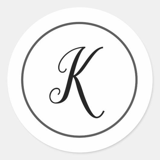 Eenvoudige minimale witte monogram envelop afdicht ronde sticker (Voorkant)