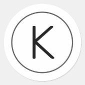 Eenvoudige minimale witte monogram envelop afdicht ronde sticker (Voorkant)
