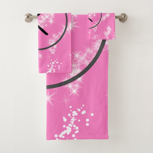 eenvoudige minimale witte monogram roze glitter wa bad handdoek (Insitu)