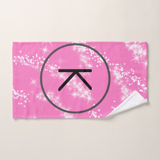 eenvoudige minimale witte monogram roze glitter wa bad handdoek (Handdoek)