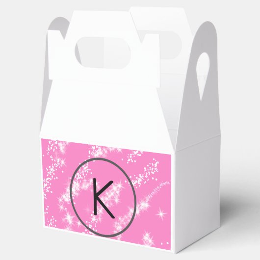 eenvoudige minimale witte monogram roze glitter wa bedankdoosjes (Geopend)