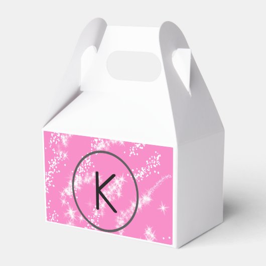 eenvoudige minimale witte monogram roze glitter wa bedankdoosjes (Voorkant Zijde)