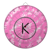 eenvoudige minimale witte monogram roze glitter wa dartbord (Voorkant)