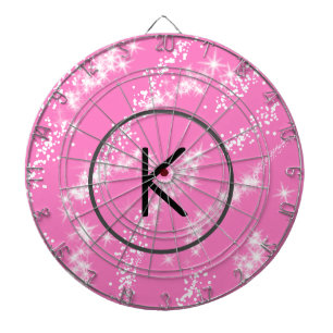 eenvoudige minimale witte monogram roze glitter wa dartbord