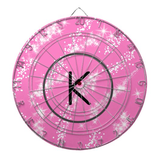 eenvoudige minimale witte monogram roze glitter wa dartbord (Voorkant)
