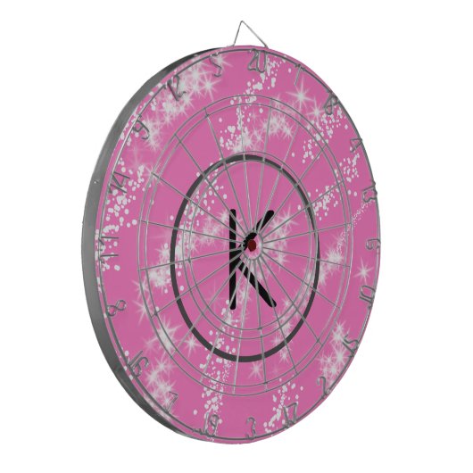 eenvoudige minimale witte monogram roze glitter wa dartbord (Voorkant Links)