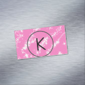 eenvoudige minimale witte monogram roze glitter wa magnetisch visitekaartje (Voorbeeld)